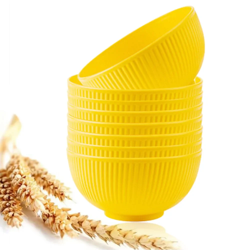 (amarillo, 8 Unidades) Cuencos De Paja De Trigo, Irrompibles, Ligeros, Reutilizables, Aptos Para Lavavajillas.