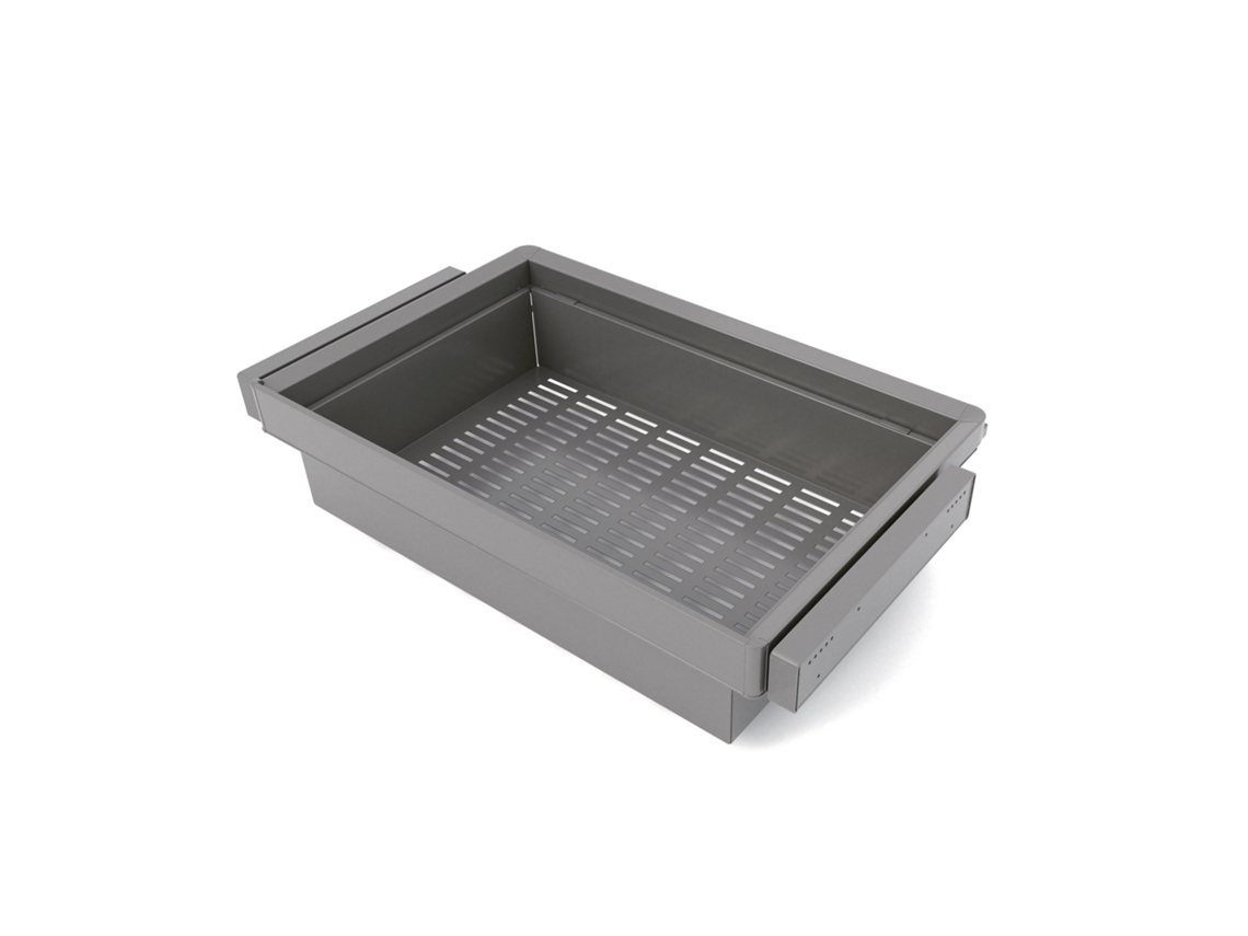Kit de cajón y marco regulable de metal Quartz para armario, con cierre suave y guías de extracción total, módulo de 80 cm, acabado Titanio Emuca