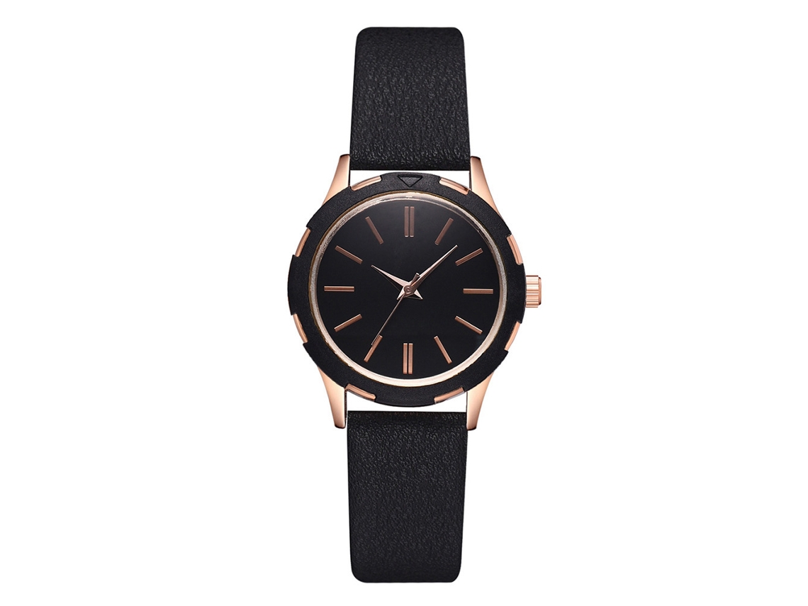 Reloj De Pulsera Casual Para Mujer Con Correa De Piel Sintética Y Esfera Redonda, Cuarzo Negro.