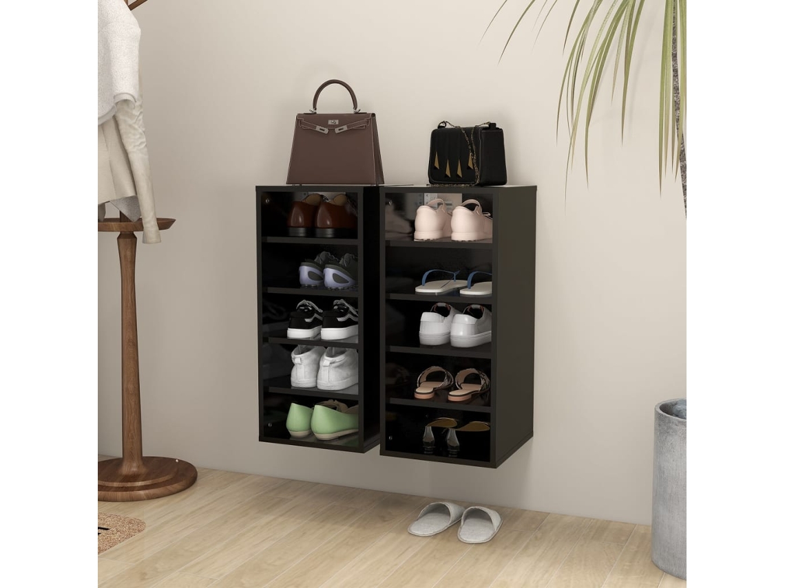 Zapatero Organizadores 2 Unidades 31,5X35X70 Cm en Contrachapado Negro