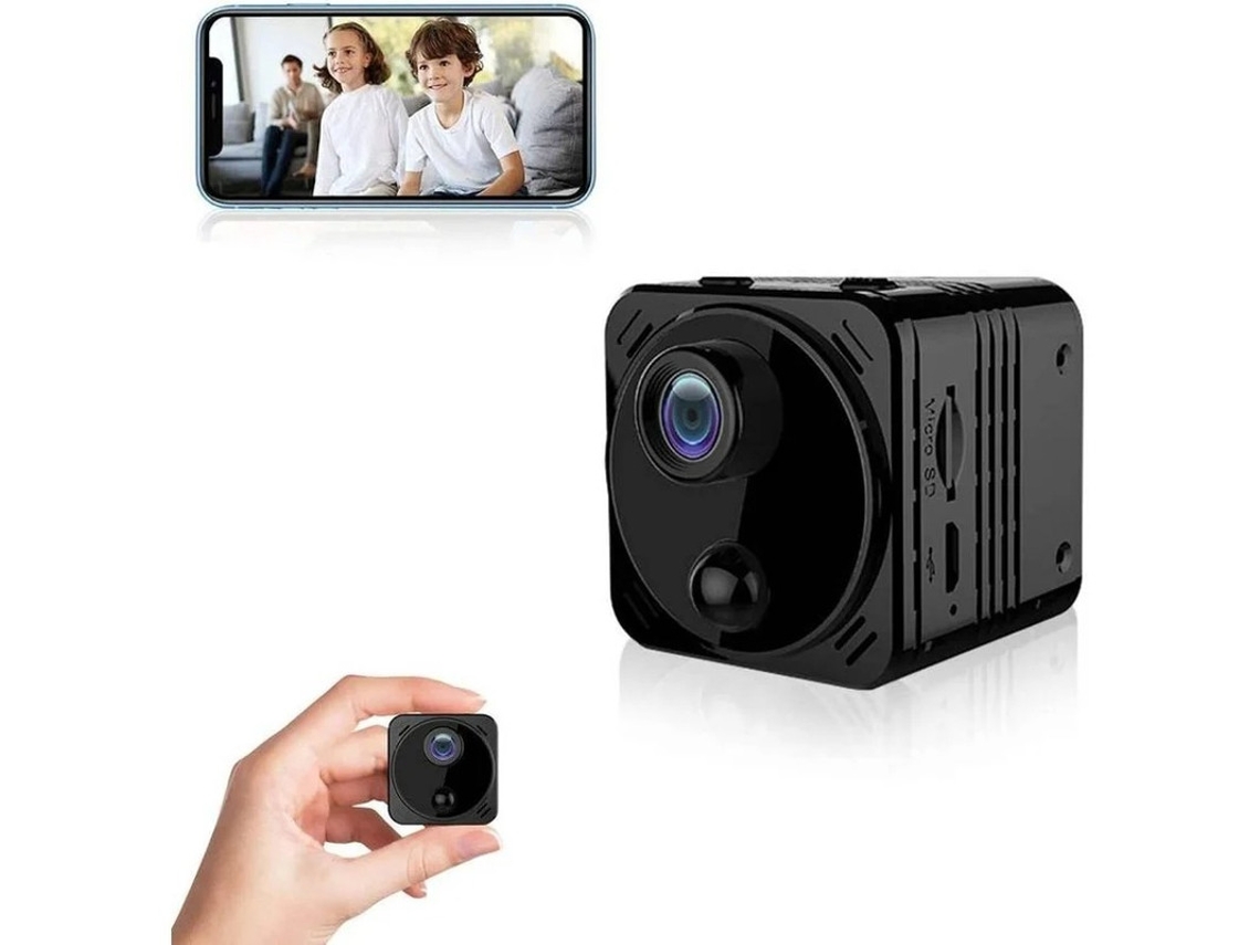 Mini cámara espía 4K HD Wifi Visión nocturna Control remoto por infrarrojos Celular Larga duración Negro Bestvite
