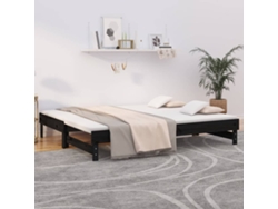 Sofá Cama Extraíble Sin Colchón Negro 2x(90x200) Cm