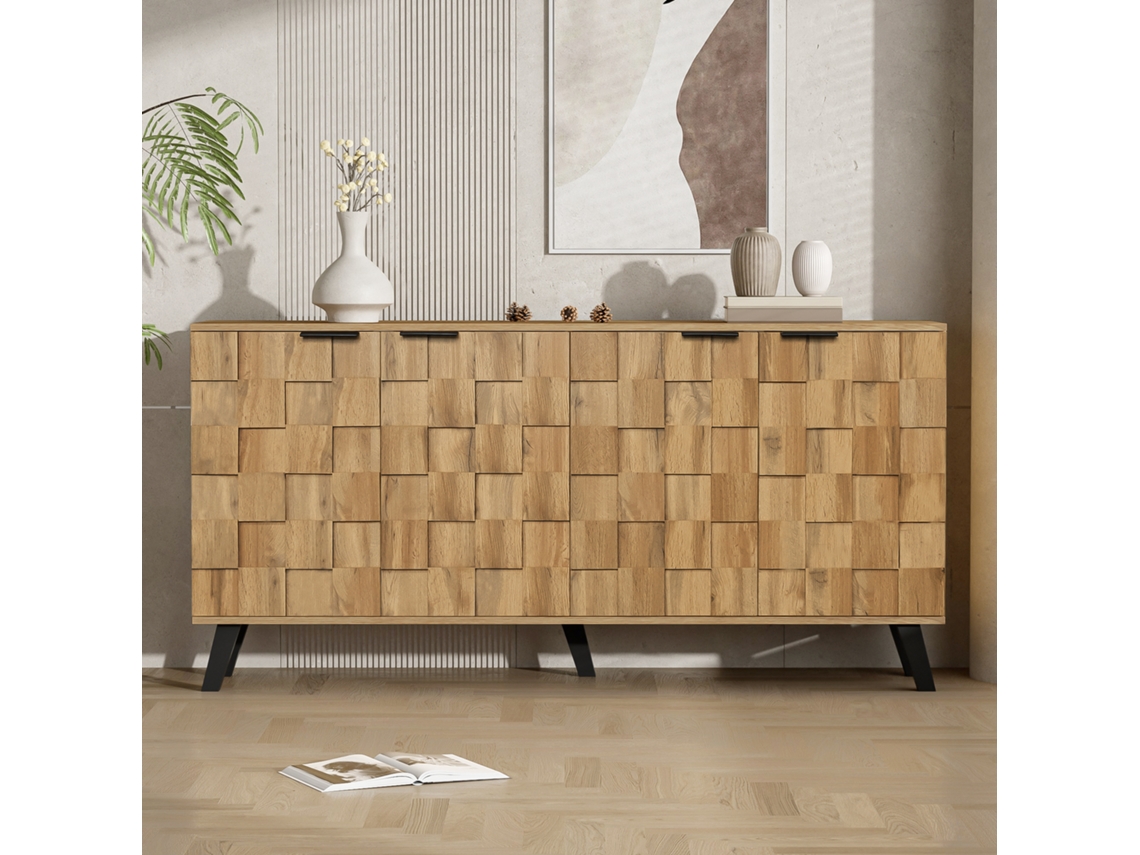 Aparador moderno de 4 puertas para salón, dormitorio y comedor (160,5 x 35,5 x 78 cm)