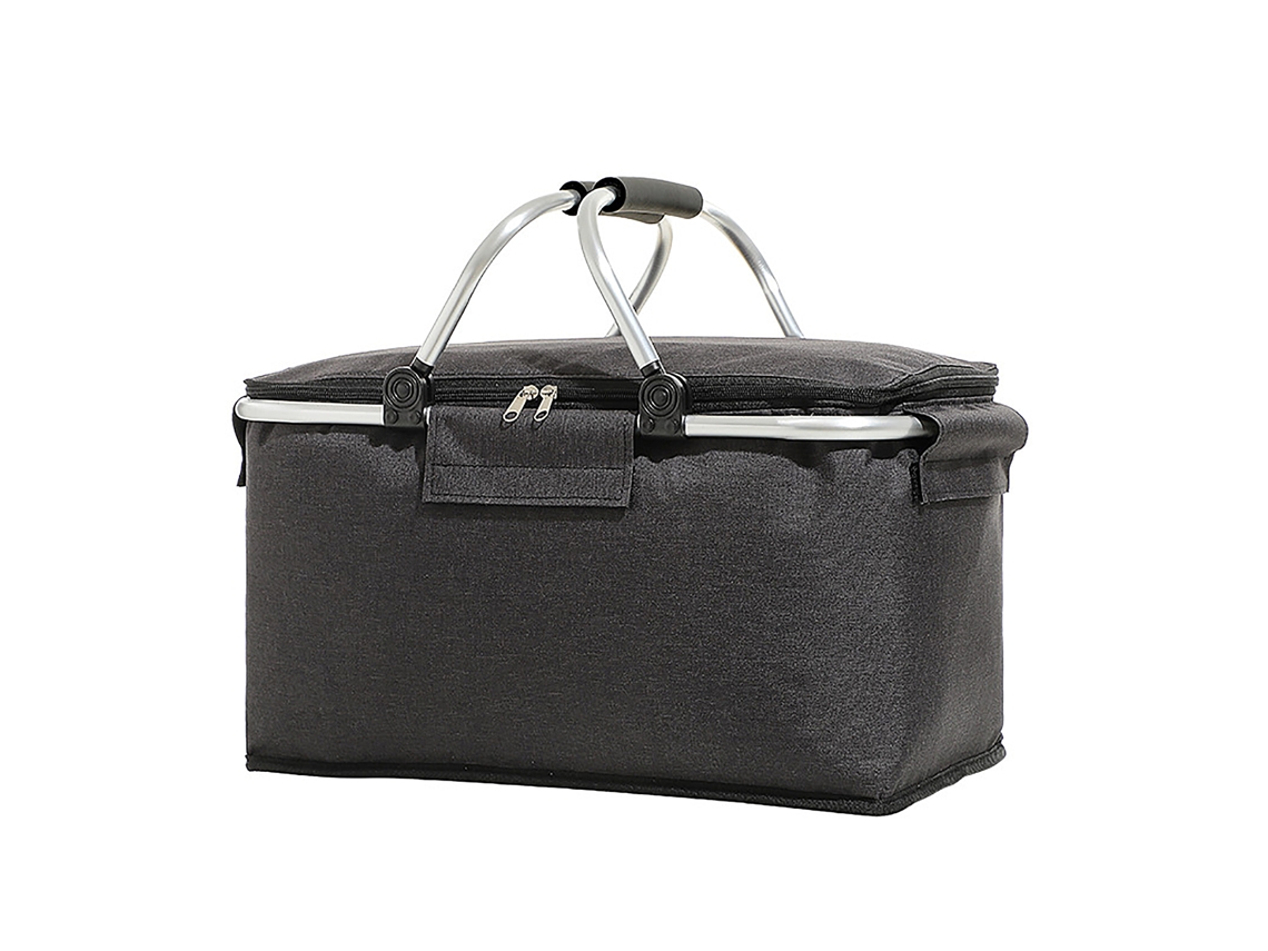Cesta de picnic aislante, cesta de picnic plegable portátil, aislante y plegable con marco de aluminio resistente y revestimiento impermeable, mantiene el calor.