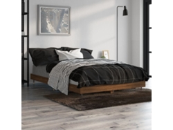 Estructura De Cama Madera Contrachapada Marrón Roble 120x190 Cm