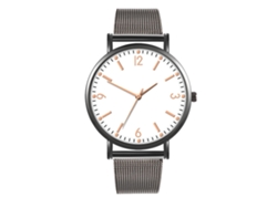 Reloj De Pulsera Unisex De Moda Con Correa De Malla, Estilo Casual Sencillo, Blanco Y Negro.