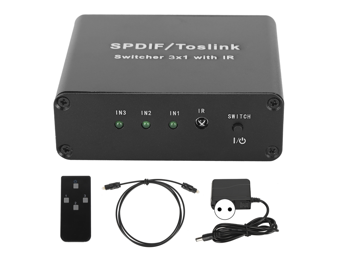 Conmutador Spdif Para Toslink 3x1 Con Control Remoto, Conmutador De 3 Entradas Y 1 Salida, 100v-240v