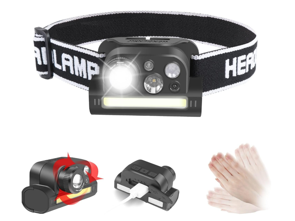 Linterna Cabeza Magnetica Zoom Sensor Led Correr Negro