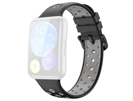 Correa de Silicona dos colores liberación rápida para Huawei Watch Fit 2 - negro/gris