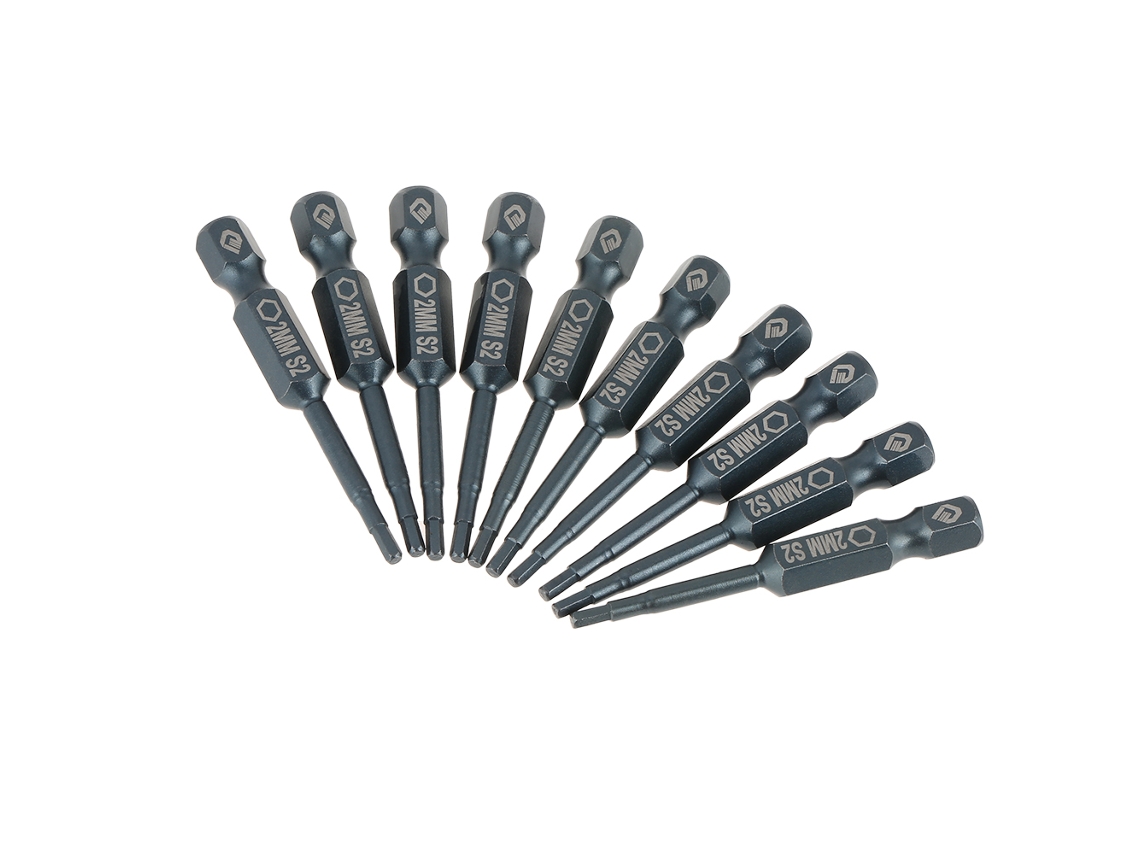 Juego De 10 Puntas De Destornillador Hexagonales De 1/4 De Pulgada (50 Mm) De Acero Aleado S2 H6. 3*50mm*h2