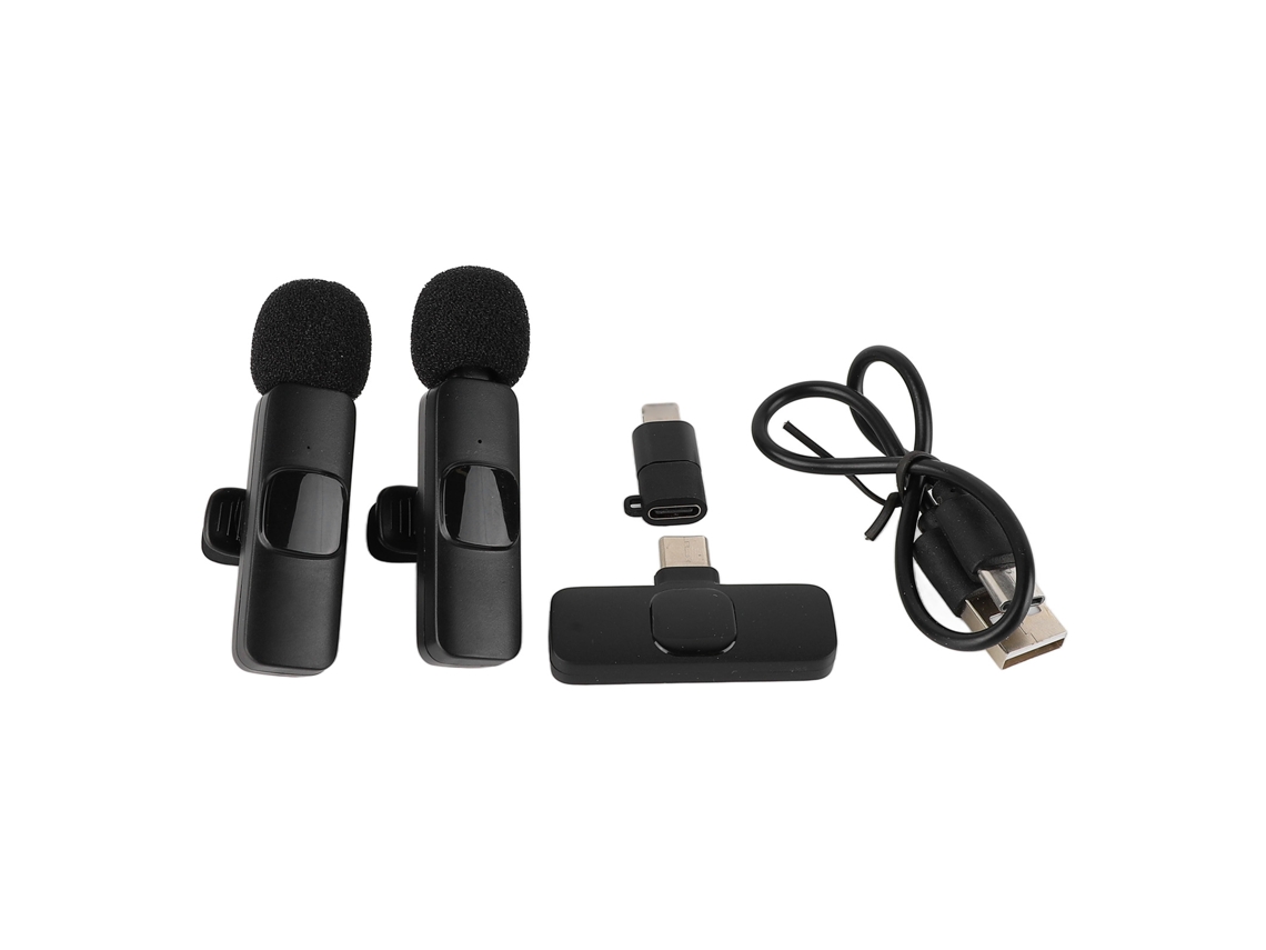 Microfone Lavalier Sem Fio K9 Clip On Redução De Ruído Type C Ios Bateria Integrada