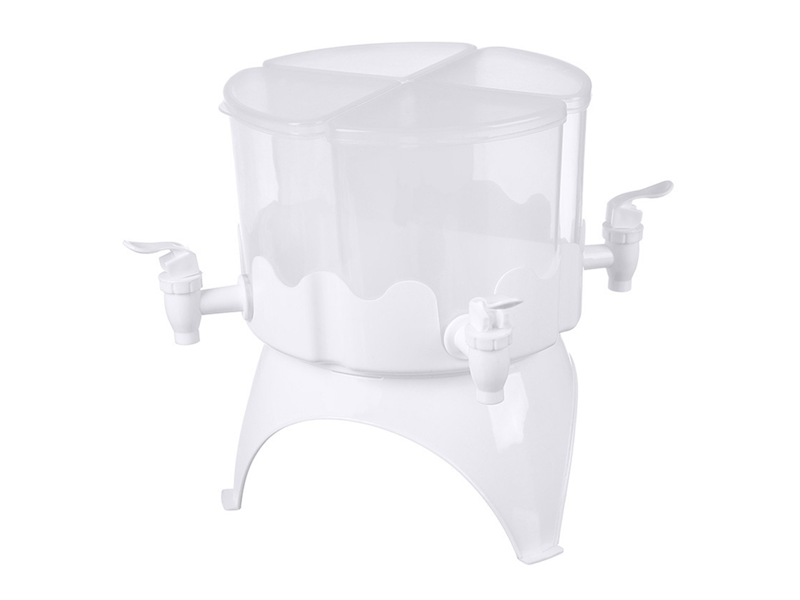 Dispensador Giratorio De Plástico Para Bebidas Con 4 Compartimentos, Capacidad De 4 Litros Y Grifo Para Uso Doméstico O En El Refrigerador.