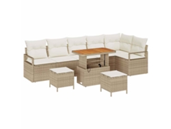 Maison Exclusive - Juego de sofás de jardín de 9 piezas en color beige y crema con cojines