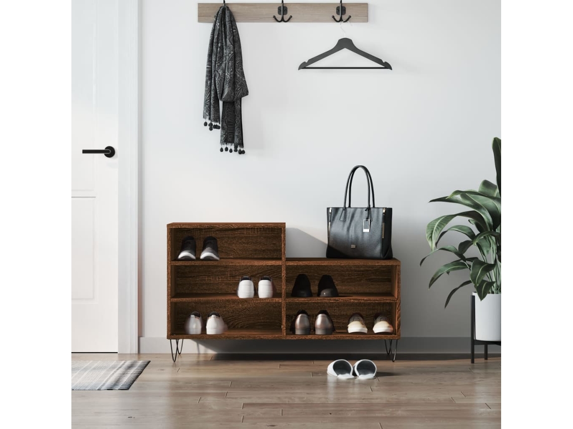 Mueble Zapatero | Zapatero Madera Contrachapada Roble Marrón 102x36x60 Cm