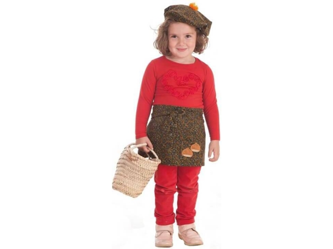 Disfraz de Niña DISFRAZZES Kit De Castañera: Delantal Y Gorro Con Flores (Talla: 11 a 13 años)