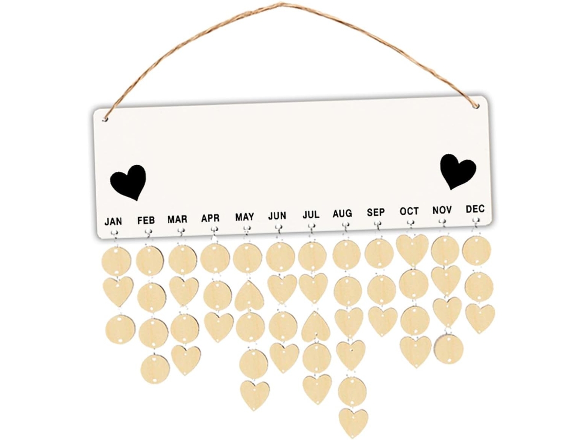 Tablero recordatorio de cumpleaños de madera natural, calendario colgante decorativo, DIY Gokoco
