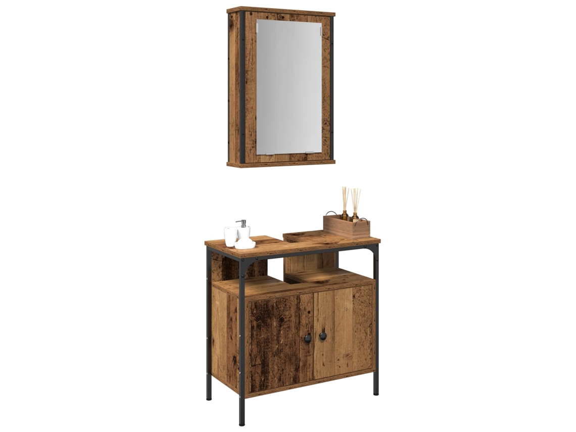 Conjunto de muebles de baño con estante, 2 piezas, marrón, MAISON EXCLUSIVE