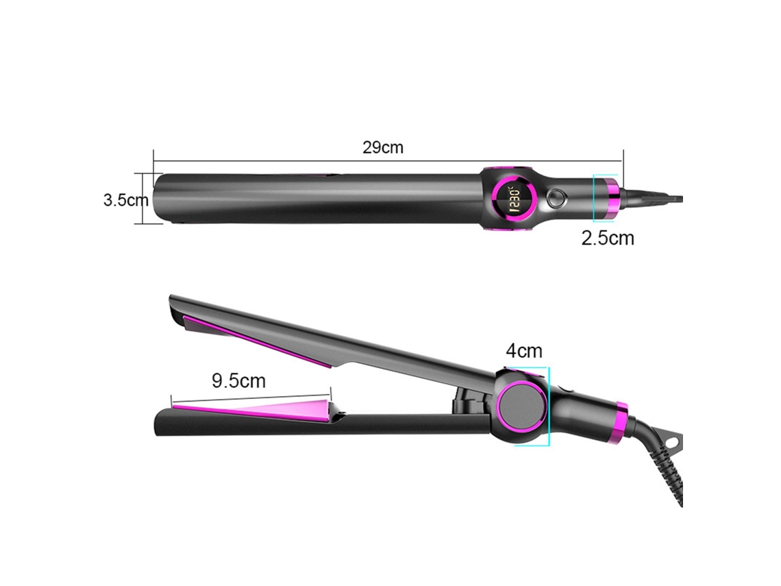Plancha De Pelo 2 En 1 Con Pantalla Lcd, 10 Ajustes De Temperatura Y Función De Alisado Rápido Para Peinar El Cabello.