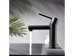 Miscelador Para Lavabo Monocomando En Ottone Y Zama Nero Opaco Con Cartucho Cerámico à25mm Y Tubi Flessibili Imex