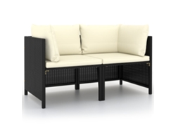 Sofá LOVELY HOME Relax de Jardín con Cojines 2 Plazas de Mimbre Genuino Negro (60 x 60 x 60 cm)
