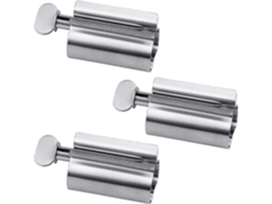 Porta pasta de dientes Rosewell de 3 piezas con exprimidor, acero inoxidable, giratorio
