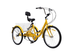 Triciclo para adultos de 24 pulgadas, 3 velocidades, altura ajustable, amarillo, 2619,7 OEM (175-185 cm)