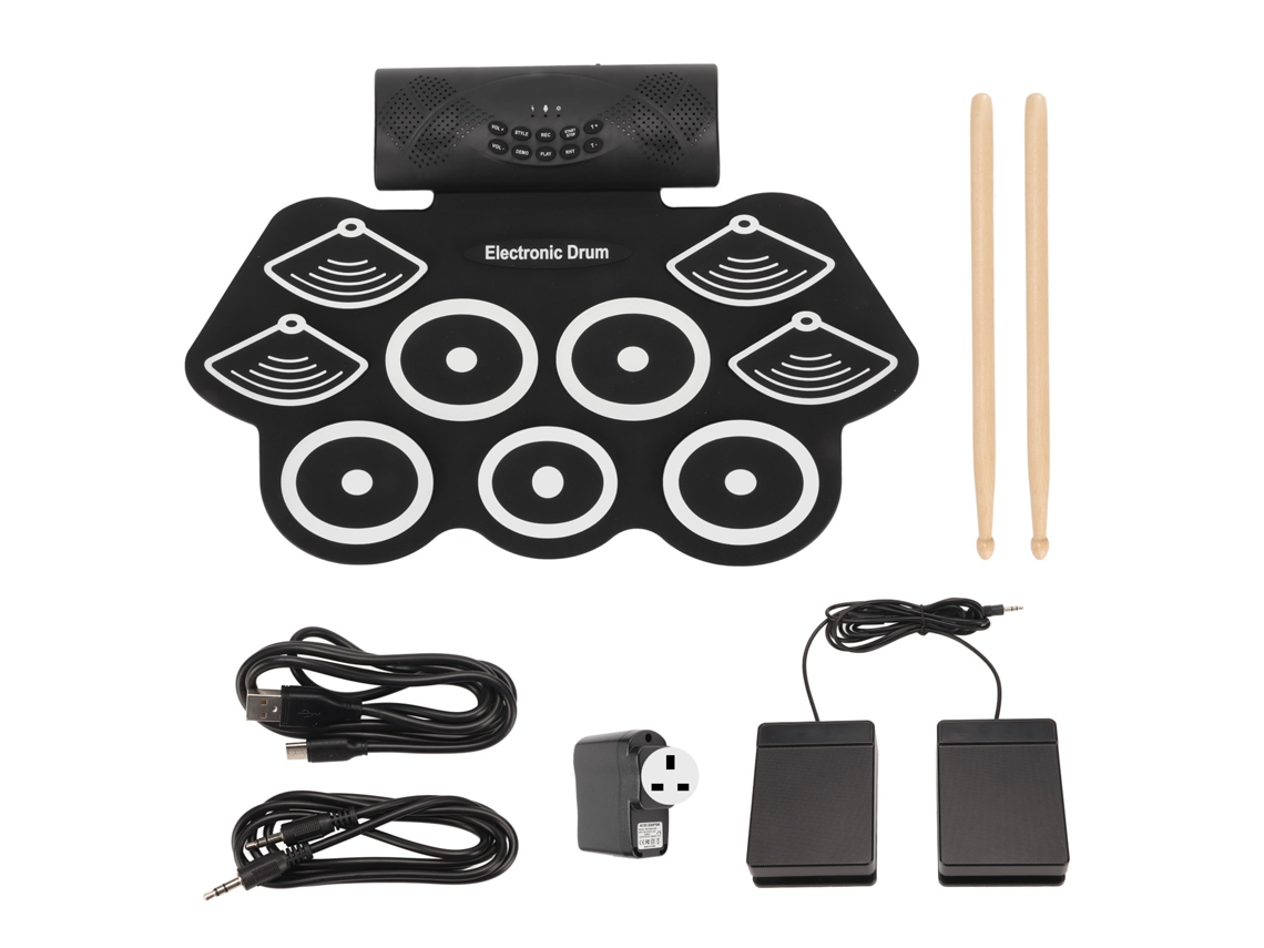 Batería Electrónica Portátil Con Pad, Grabación Bluetooth, Altavoces Duales Y Cable Uk 100-240v