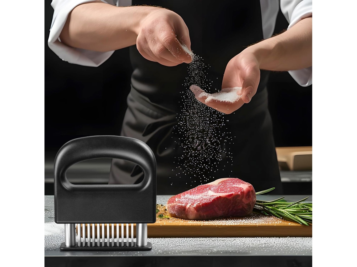Ablandador De Carne Con 48 Cuchillas, Manual, Para Pollo, Pescado Y Ternera, Acero Inoxidable.