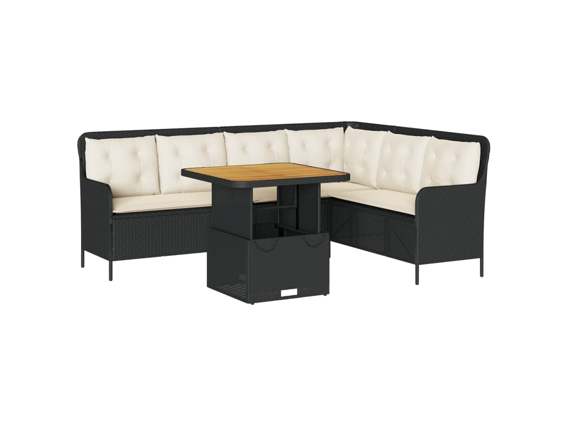 Maison Exclusive - Set De Sofás De Jardín 2 Piezas Y Cojines Ratán Sintético Negro
