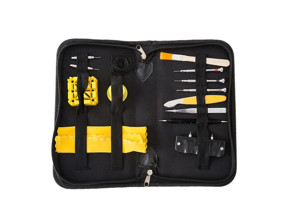 Kit Portátil De Herramientas Para Reparación De Relojes, 33 Piezas, Estuche Con Cremallera, Acero Cromo Vanadio.
