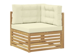 Sofá esquinero de exterior en madera maciza de acacia, blanco, EXCLUSIVO DE MAISON