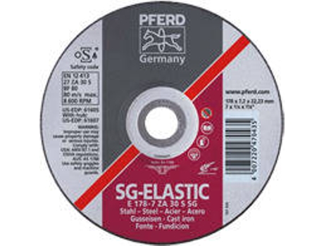 Disco PFERD Desbaste Línea Sg-Elastic Alto Rendimiento Fundición/Acero (125-7 Za30 S Sg/22 23)