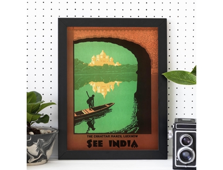 Poster NACNIC Vintage Cartel vintage de Asia. Rio Ganges, India.