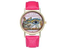 Reloj Casual Unisex De Piel Sintética Con Movimiento De Cuarzo - Rosa Claro