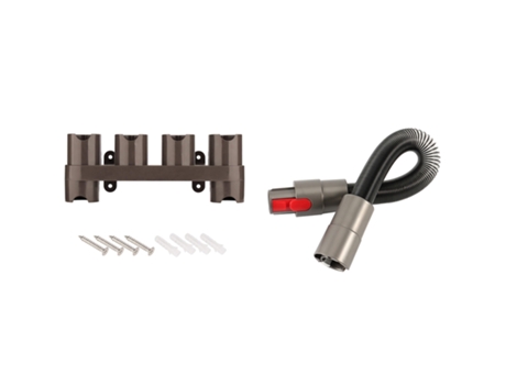 Soporte de montaje en pared para cepillos y herramientas, 6 enchufes de almacenamiento con manguera de extensión Flexible para aspiradora Dyson V8 ...