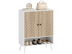Sapateira Desenho Espiga Prateleiras Ajustáveis 15 Pares 75x35x97cm Branco Madeira