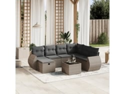 Conjunto de sofás de jardín de 8 piezas DKD Home Decor con cojines de mimbre gris