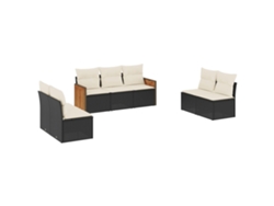 Maison Exclusive - Set De Comedor De Jardín 7 Pzas Y Cojines Ratán Sintético Negro