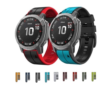 Correa De Reloj Inteligente Para Garmin Instinct 2, 22Mm, Silicona, Deportiva, Bicolor, Negro-Rojo VENISYMLIS