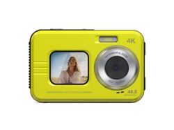 (amarillo Solo Para Cámara) Cámara Hd Resistente Al Agua, 48 Mp, Pantalla Dual De 2,7 Pulgadas, Zoom 16x