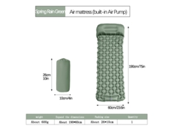 Colchoneta de camping Digitallab ultraligera, inflable con pedal, 190 x 60 cm, Lt04 (verde lluvia primaveral)