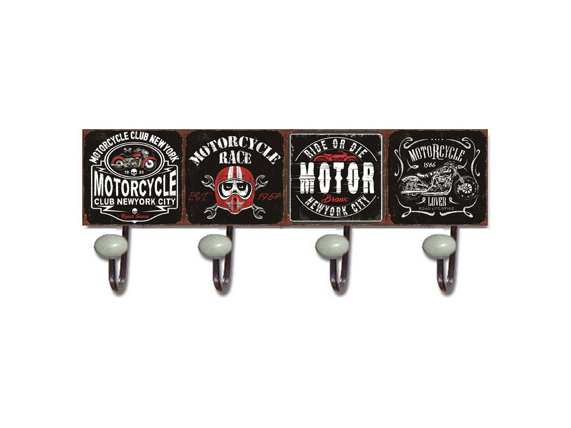Signes Grimalt - Percha Motorcycle Negro de Metal | Perchero Decoracion Pared Decoracion Pared Metal 18x7x40cm BY SIGRIS