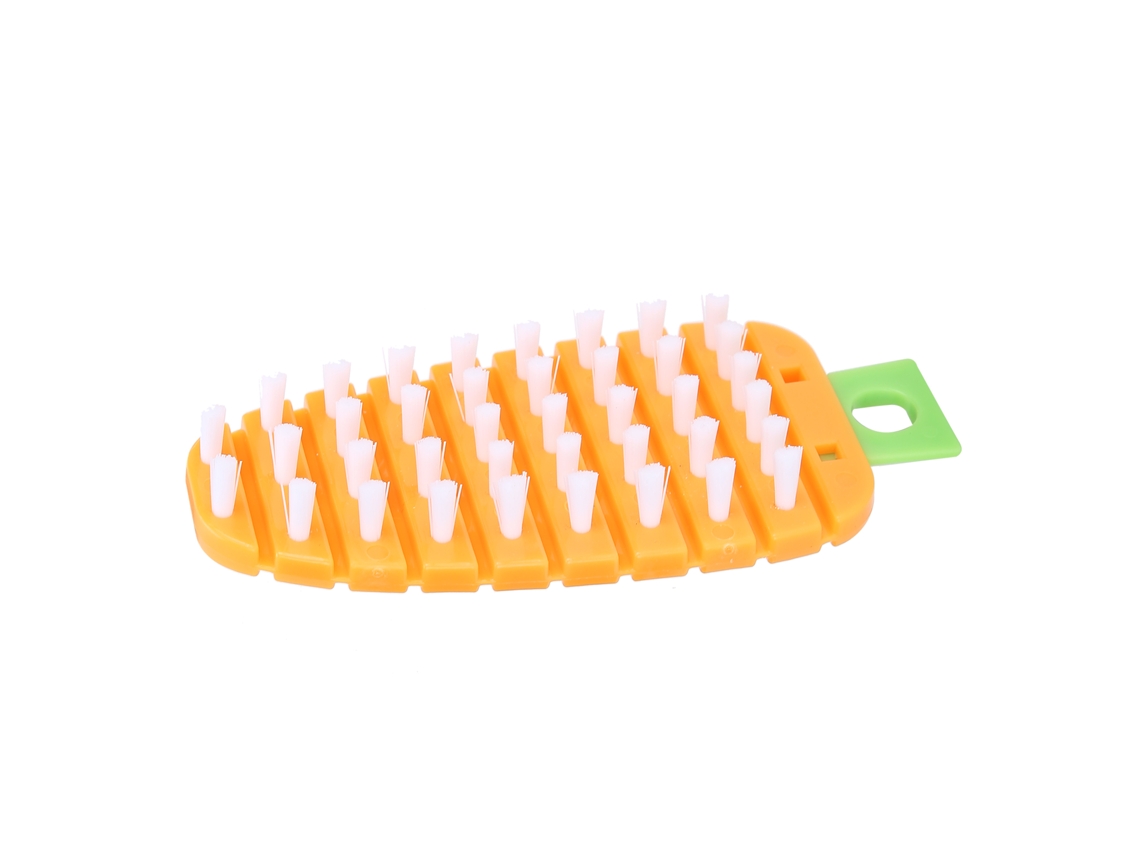 Cepillo para verduras con forma de zanahoria, cepillo para patatas, cepillo para limpiar frutas, esponja de cocina naranja.