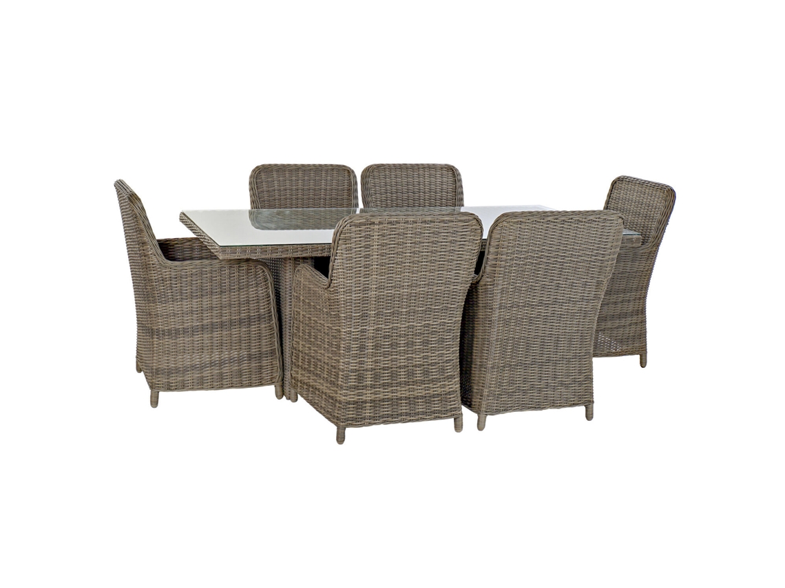Set 7 Mesa Comedor Ratán Sintetico 5 Mm 200x100x75cm