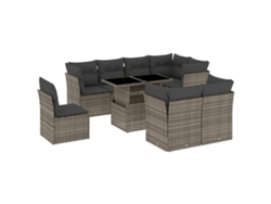 Maison Exclusive - Set De Muebles De Jardín 9 Pzas Y Cojines Ratán Sintético Gris