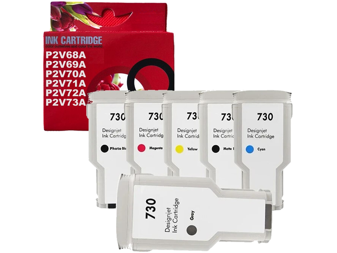 Toner 730 pack 6 tintas compatible con HP P2V68A P2V69A P2V70A P2V71A P2V72A P2V73A GENÉRICO