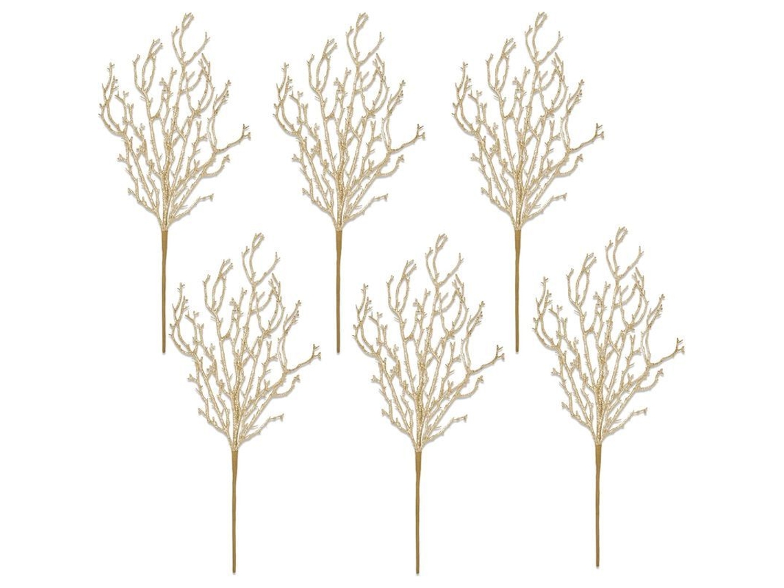 Ramas De Navidad Con Glitter Dorado Tallos Artificiales Para Decoración Floral Centros De Mesa Guirnaldas