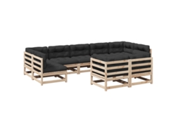 Maison Exclusive - Juego De Sofás De Jardín 9 Pzas Con Cojines Madera Maciza Pino