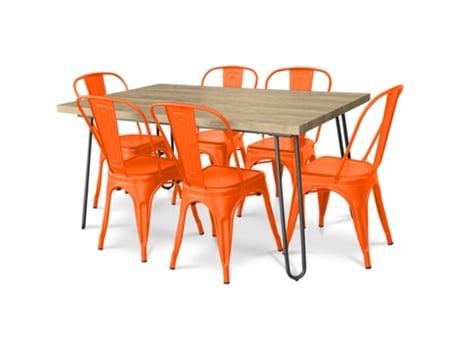 Pack Mesa Comedor Diseño Industrial 150Cm Pack 6 Sillas Comedor Diseño Industrial Hairpin Stylix TOLIX STYLE