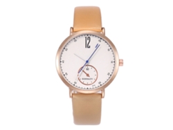 Reloj De Pareja De Cuero Pu Zhoulianfa Unisex Con Números Árabes Cuarzo (beige)